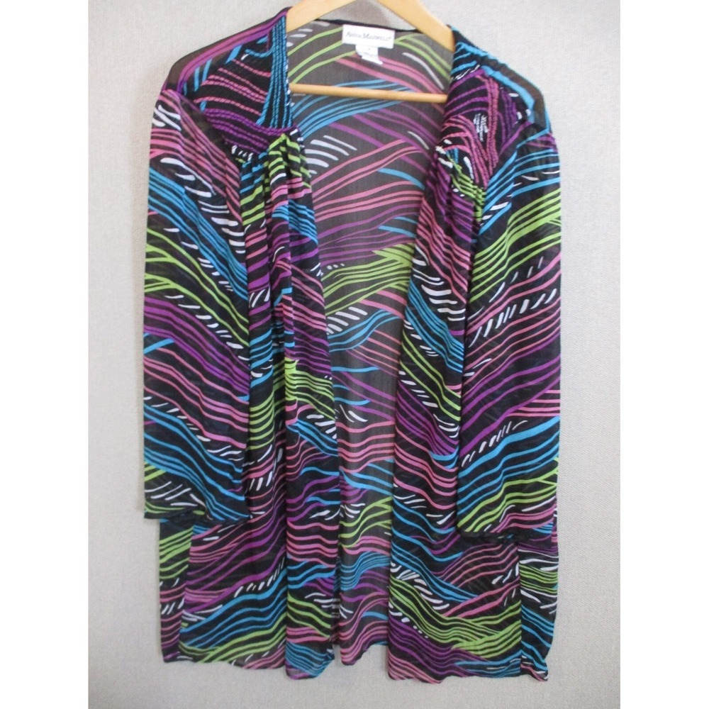 Anna Maxwell Open Front Sheer Colorful Topper Size 22W